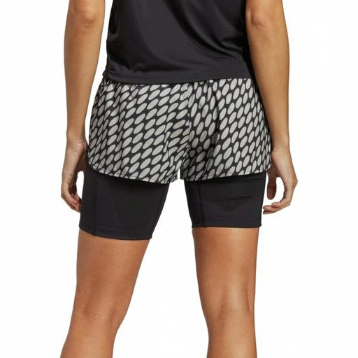 Adidas 2-in-1 Geometric Print Shorts Black White, Women