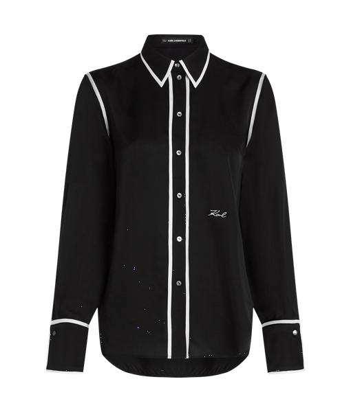 Karl Lagerfeld Bw Contrast Piping Blouse Black (A3W11012999) Women