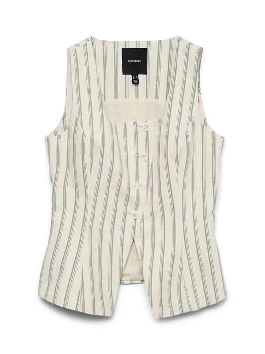 Miona Sleeveless Striped Waistcoat Snow White (10342538) Women