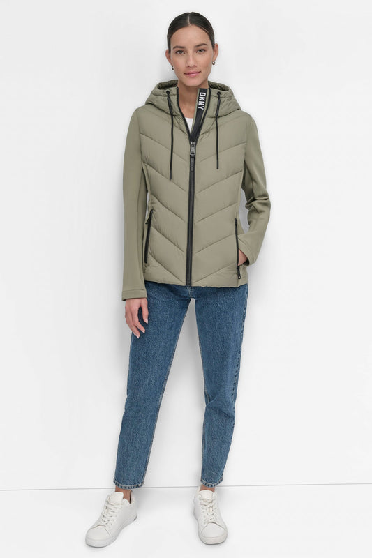 DKNY Packable Zip Front Jacket Sage (DL4MPR06SAG) Women