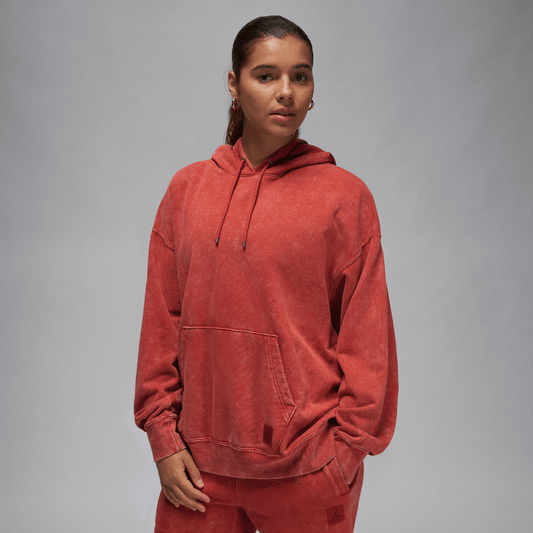Jordan Flight Fleece Women's Satin-Lined Washed Hoodie Dune Red (FN5738-615) Women