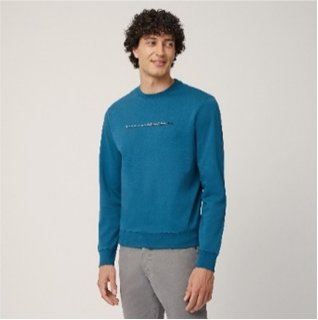 Harmont & Blaine City Print Crew Neck Mirage Blue (FRM178021168846) Men