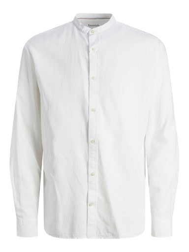 Jack & Jones Essentials JJESUMMER BAND LINEN BLEND SHIRT LS SN White (12248385-White) Men