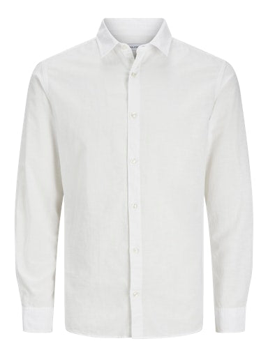 Jack & Jones Essentials JJEBREEZE LINEN BLEND SHIRT LS SN White (12268964-White) Men