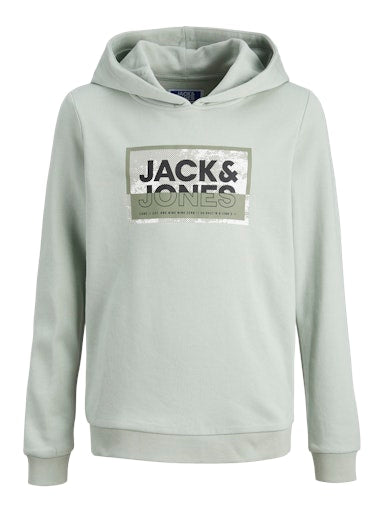 Jack & Jones Junior JCOLOGAN PRINT SWEAT HOOD SN JNR Aqua Gray (12254120-AquaGray) Kids