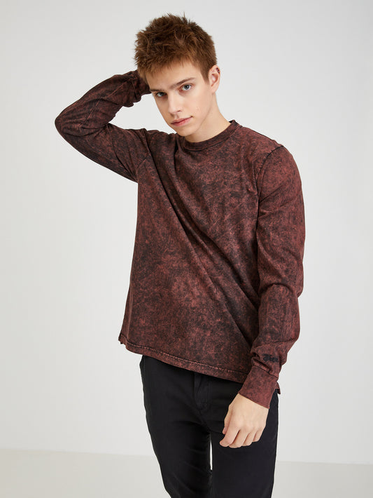 Diesel Burgundy Patterned Long Sleeve T-Shirt Red (SUNICE-3574930) Men
