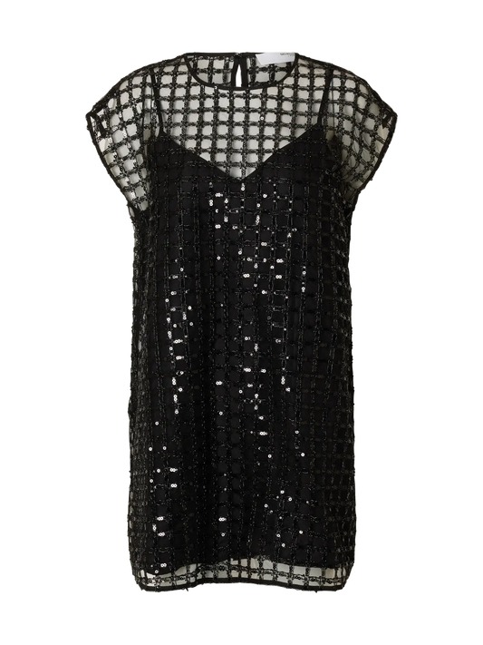 Laren Relaxed Sleeveless Short Sequins Dress Black (16099455) Women
