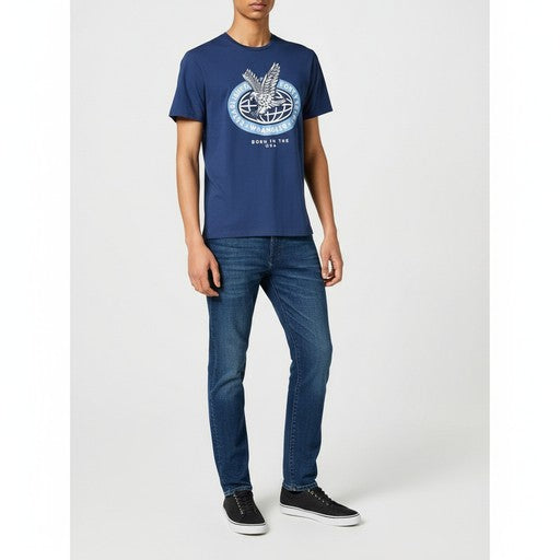 Wrangler Eagle Globe Navy T-Shirt, Men