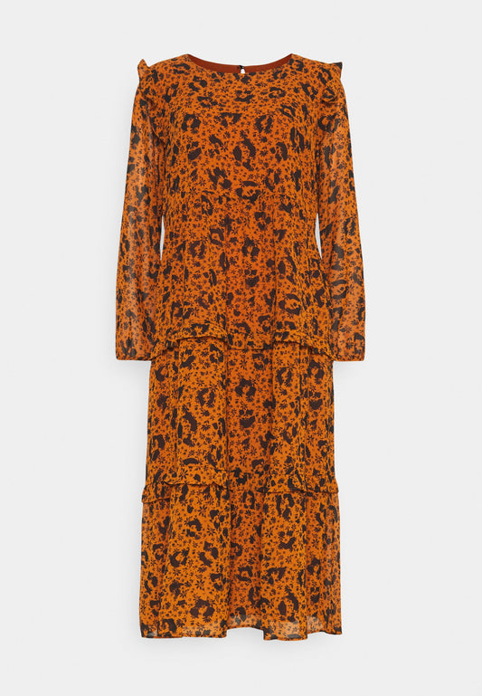 printed dress with ruffles Women