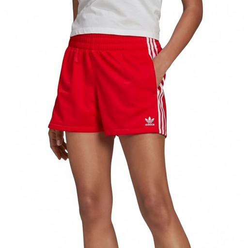 Adidas Three Stripe Athletic Shorts Red, Women