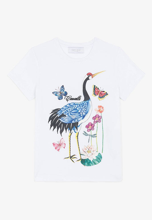 Roberto Cavalli Junior girl s/s t-shirt ninfea white (ZZO1RD172-A00) Kids