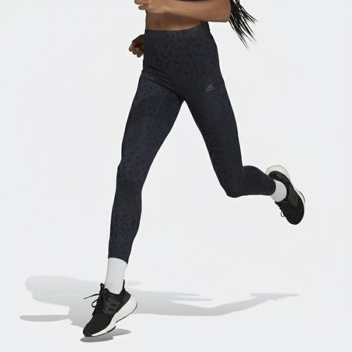 Adidas Fast Performance Leopard Print Leggings Black, Women