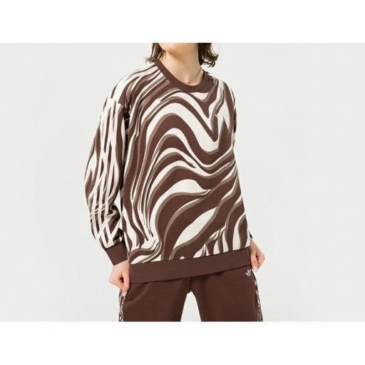 Adidas Zebra Print Crewneck Sweatshirt Brown, Women