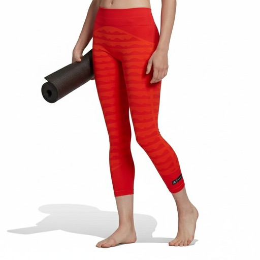 Adidas Orange Wave Print Yoga Leggings, Women