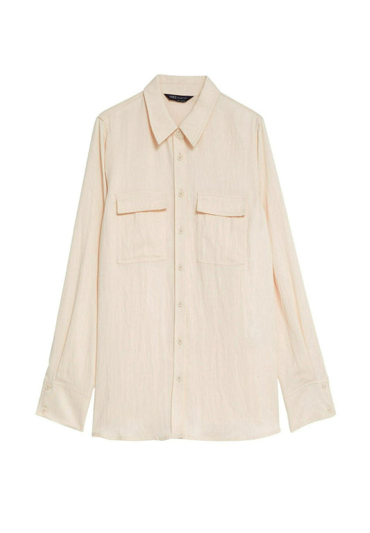 Marks & Spencer Lyocell™ Rich Collared Shirt Beige (QM421E0GI-T11) Women