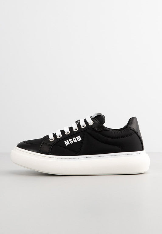 MSGM TECH & LEATHER LOW TOP SNEAKERS LACE UP Black (ZZO27WA04-Q00) Kids