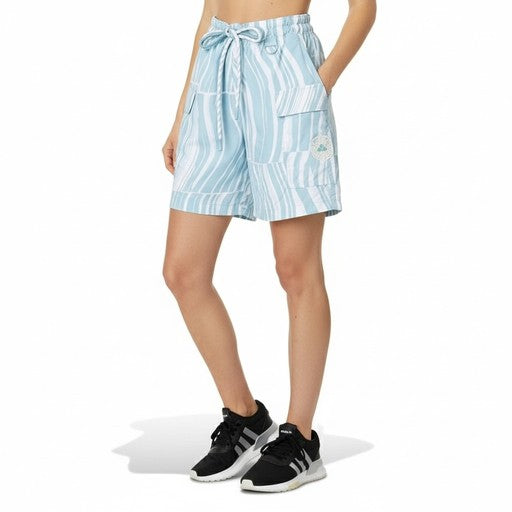 Adidas Striped Athletic Shorts Light Blue, Women