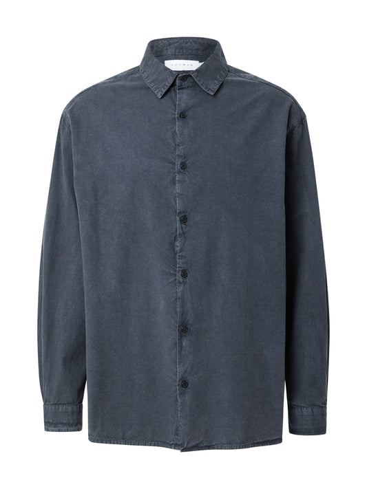 Topman long sleeve oversized shirt in washed charcoa (24385468) Men