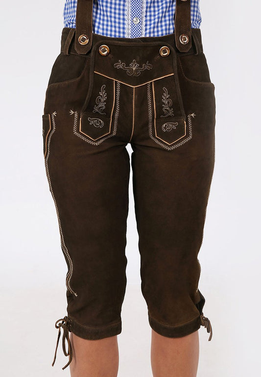 Krüger Dirndl Leather Trousers Brown Bear Dark Brown (ZZO2F9S01-O00) Women