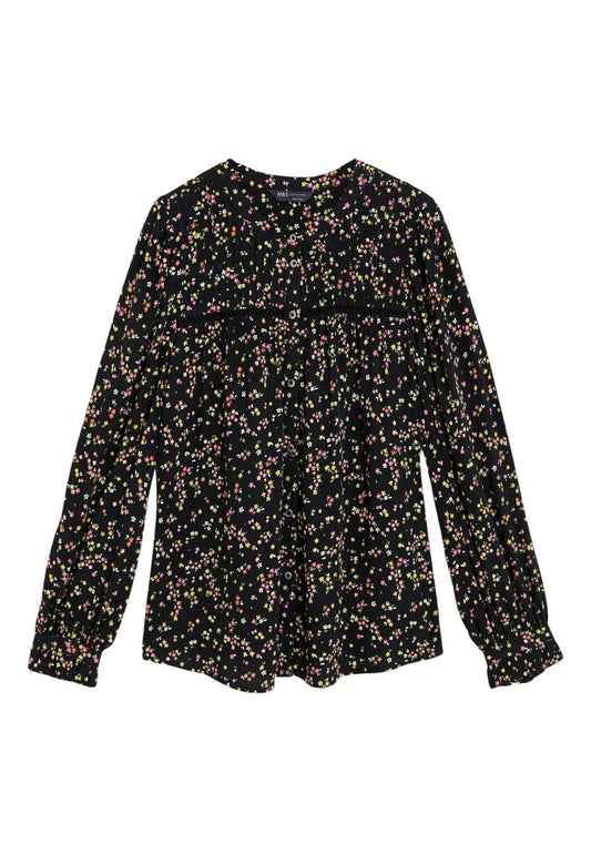 Marks & Spencer Floral Crew Neck Lace Insert Blouse Multi-Coloured (QM421E0F4-T11) Women
