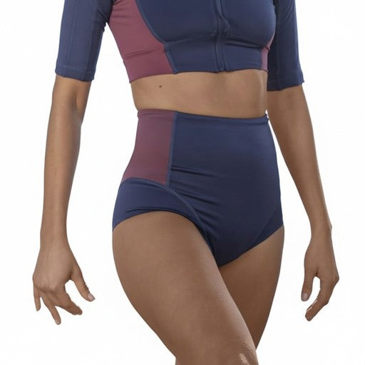 Adidas Color Block High Waisted Shorts Blue, Women