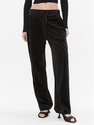 DKNY Velour Straight Leg Pants Black (P3MF6SIVBLK) Women