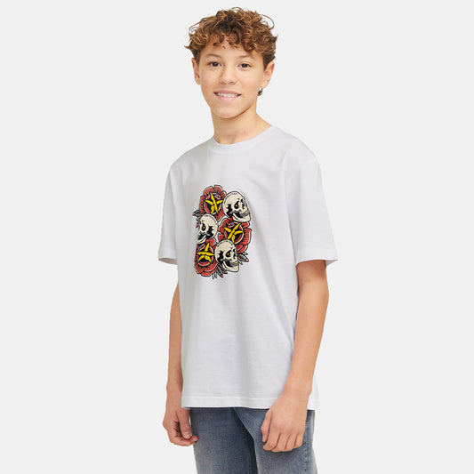 Jack & Jones Junior JORANATOMY SKULL TEE SS CREW NECK SN JNR Bright White (12274892-Bright White) Kids