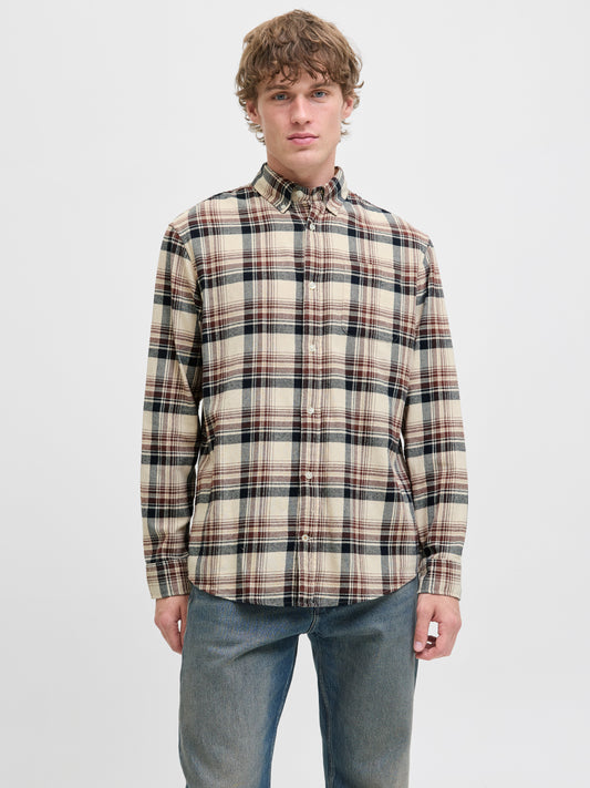 Jack & Jones Essentials JJECLASSIC FLANNEL CHECK SHIRT LS SN Antique White (12278406-Antique White) Men