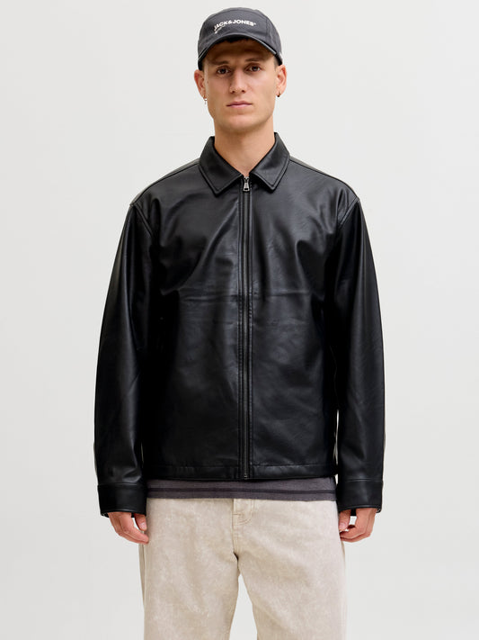 Jack & Jones Originals JORPARTY PU ZIP OVERSHIRT STYD AW25 Black (12296062-Black) Men