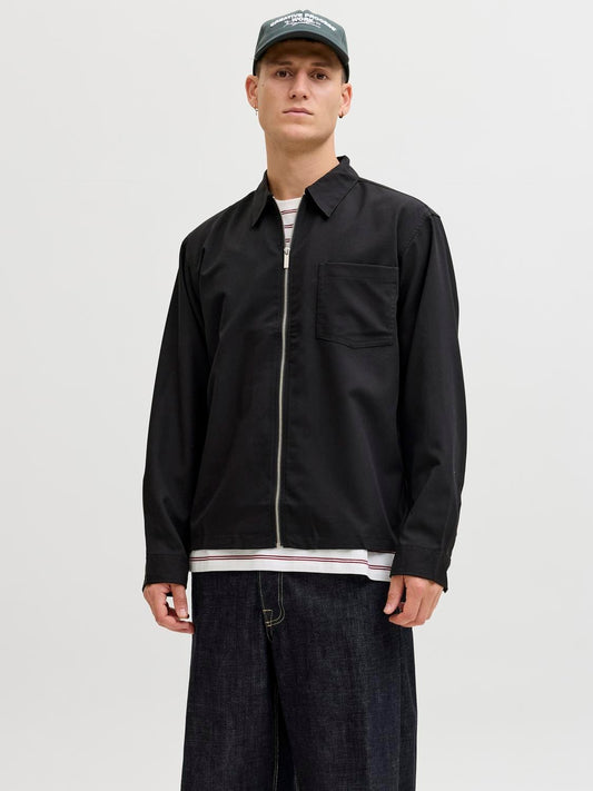 Jack & Jones Originals JORPARTY ZIP OVERSHIRT LS STYD AW25 Black (12294881-Black) Men