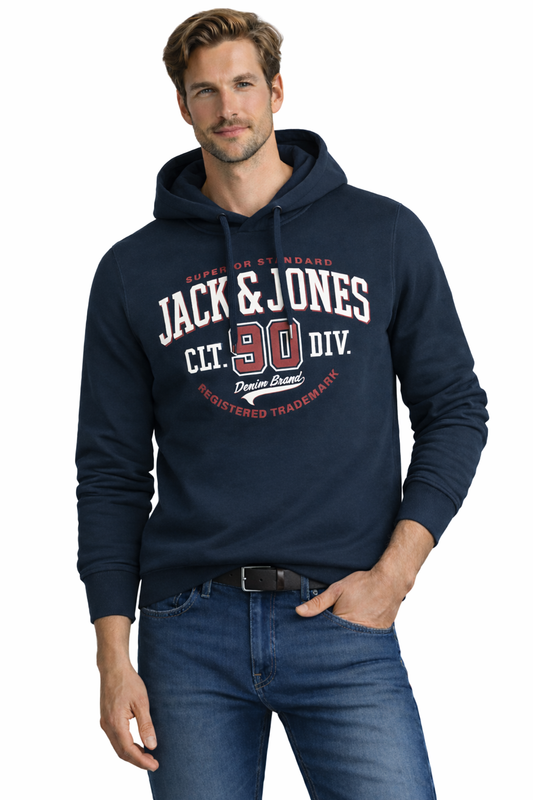 JACK&JONES Sweatshirt Men's Z Hooded JJELOGO SWEAT HOOD COL NOOS NAVY (9197) Men