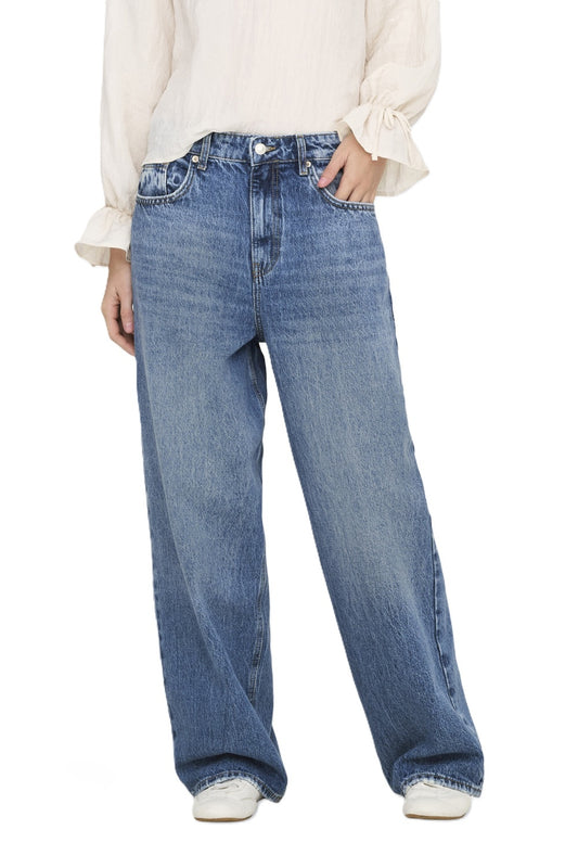 ONLY Women's Trousers JEANSY BAGGY HIGH WAIST ONLAMBER LW OVERSIZED BAGGY DNM DOT MEDIUM BLUE DENIM (9877) Women