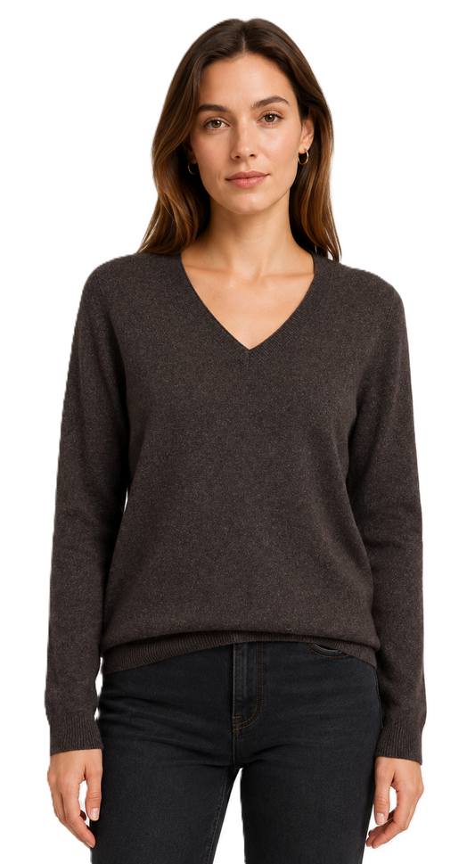 ONLY Sweater Women's ONLLLOAL LIFE LS V-NECK PULLOKNT NOOS CHOCOLATE TORTE/MELANGE (9892) Women