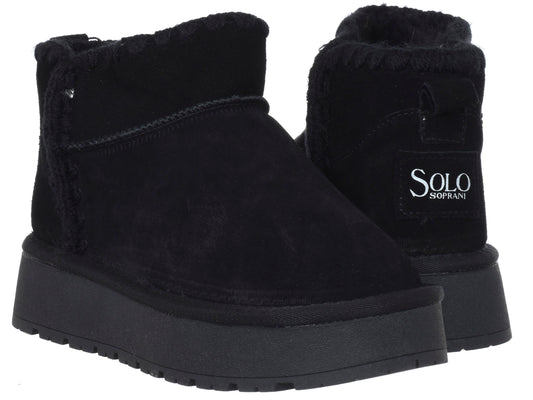 WOMEN'S LEATHER ANKLE BOOTS - SOLO SOPRANI COUTURE - SCW421P19/54 MISTIK SUEDE BLACK Women