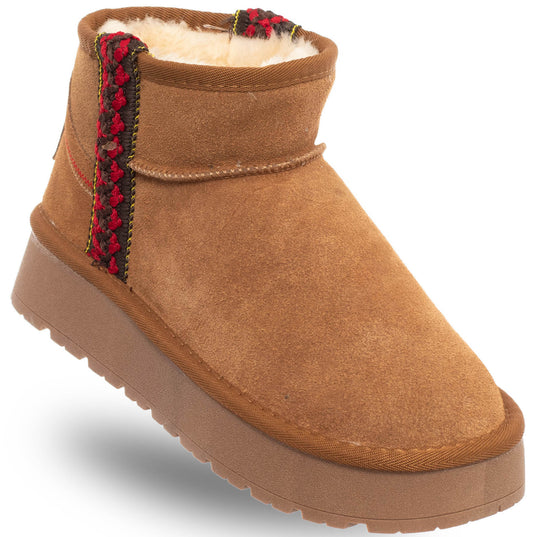 WOMEN'S LEATHER ANKLE BOOTS - SOLO SOPRANI COUTURE - SCW421P20/03 HOTA SUEDE TRIMMING JEWEL Women