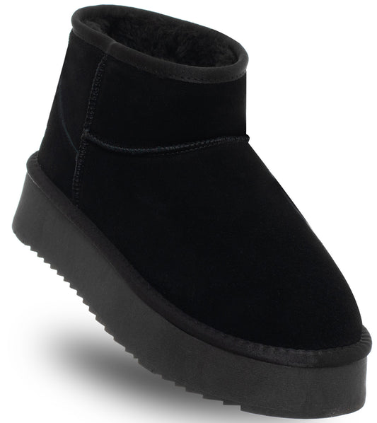 WOMEN'S LEATHER ANKLE BOOTS - SOLO SOPRANI COUTURE - SSW421P05/01 HUGH PLATFORM BLACK Women