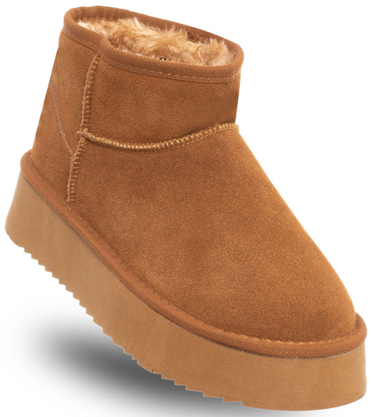 WOMEN'S LEATHER ANKLE BOOTS - SOLO SOPRANI COUTURE - SSW421P05/02 HUGH PLATFORM CAMEL Women