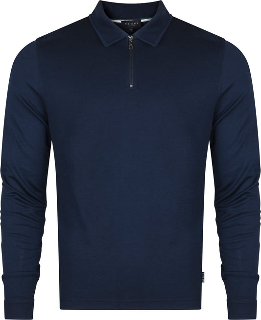 TED BAKER LONDON LONG SLEEVE POLO SHIRT 269623 NAVY-BLUE KARPOL Men