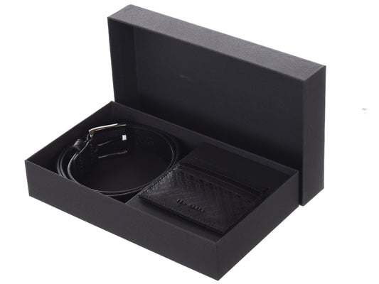 TED BAKER LONDON - SET - BELT AND CARD HOLDER 270602 BLACK TERAMO Men
