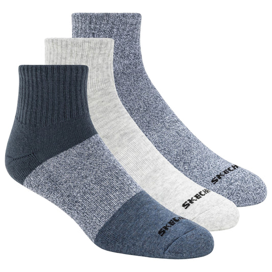 Skechers 3pk Mens Qtr Colorbloc Socks S118998-BLU Men