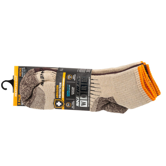 Skechers 3pk Mens Work Qtr Socks S115423-SAND Men