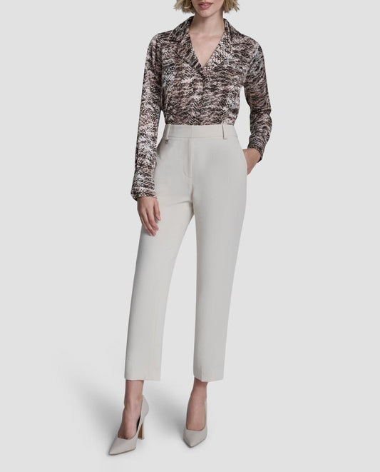 DKNY Ankle Pants with Belt Ecru (UK5P2561ECR) Women
